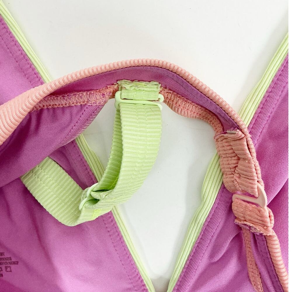 Infamous Swim x Erica Shaw Bikini Set Pink Orange Neon Colorblock Two Piece XXL - Picture 8 of 9